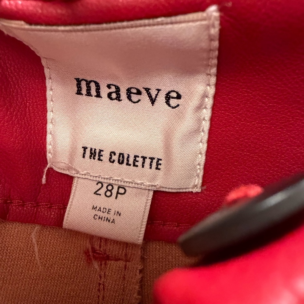 28p 28 petite Anthropologie Maeve Colette wide leg faux leather crop pants red - Picture 4 of 15
